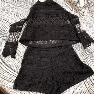 Black Crochet Shorts Set (Size M)